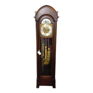 Vintage Grandfather Clock, Mahogany Tubular Clock, Colonial Manufacturing