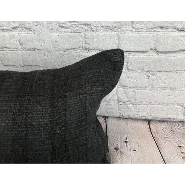 Turkish 16 x 24 Hemp Pillow Turkish Cushion Natural Black Pillow Cushion Cover For Sale - Image 3 of 4