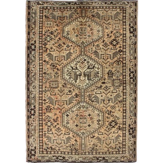 1950s Semi Vintage Shiraz Rug - 5′ × 7′8″ For Sale