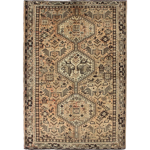 1950s Semi Vintage Shiraz Rug - 5′ × 7′8″ For Sale