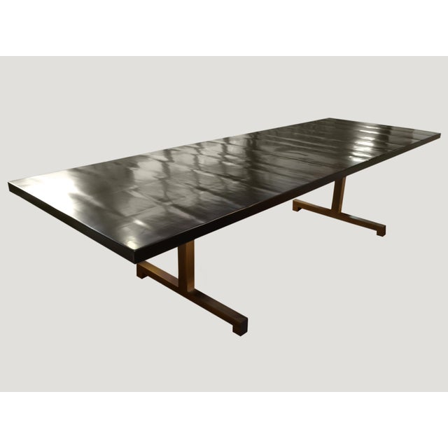 Modern Andrianna Shamaris French Polished Cube Base Dining Table For Sale - Image 3 of 5