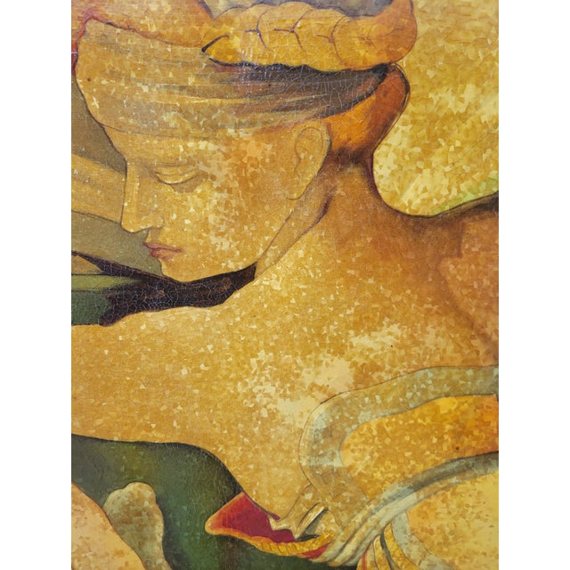 1980s Monumental Reproduction Michaelangelo Sibyl, Erythraean Oil Paintings Framed Art Signed Rueben- A Pair For Sale - Image 16 of 18