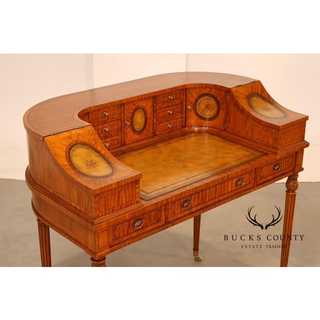 Late 20th Century Maitland Smith Regency Style Satinwood Carlton House Writing Desk For Sale - Image 5 of 18