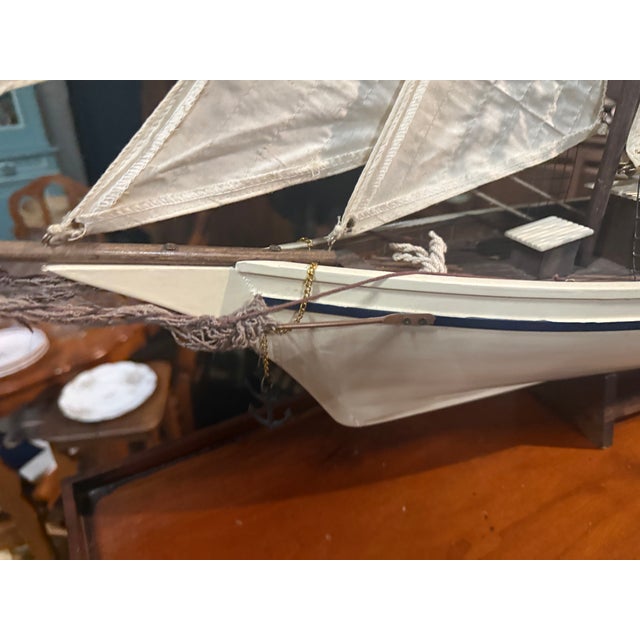 Model Sailboat in Wood and Fabric, 1960s For Sale - Image 4 of 10