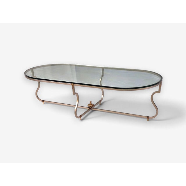 Mid-Century Modern Tommi Parzinger, Unique Coffee Table, Brushed Steel, Glass, Usa, 1950s For Sale - Image 3 of 12