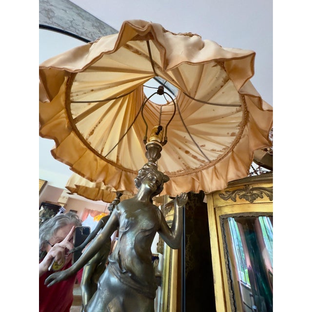 Late 20th Century Antique Art Noveau Figural Table Lamps - a Pair For Sale - Image 5 of 7