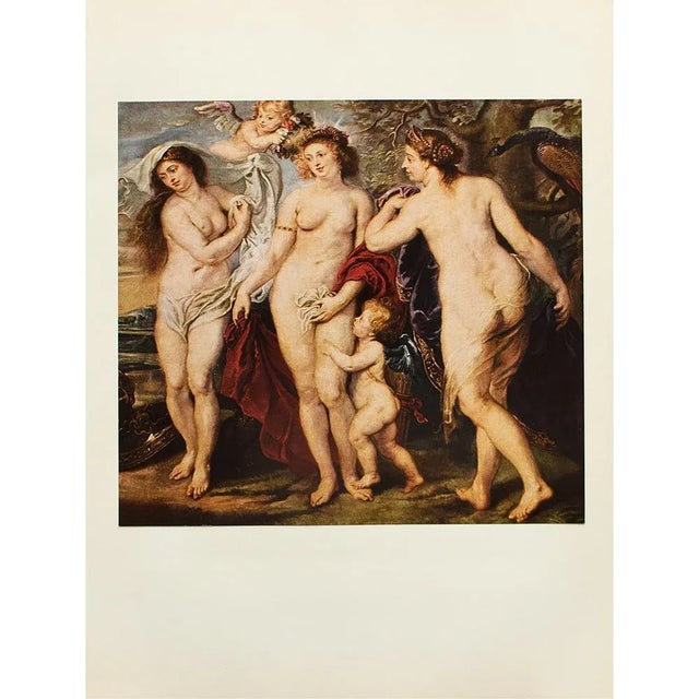 An excellent vintage First Edition full-color reproduction print of a portion of painting "The Judgment of Paris", " by...