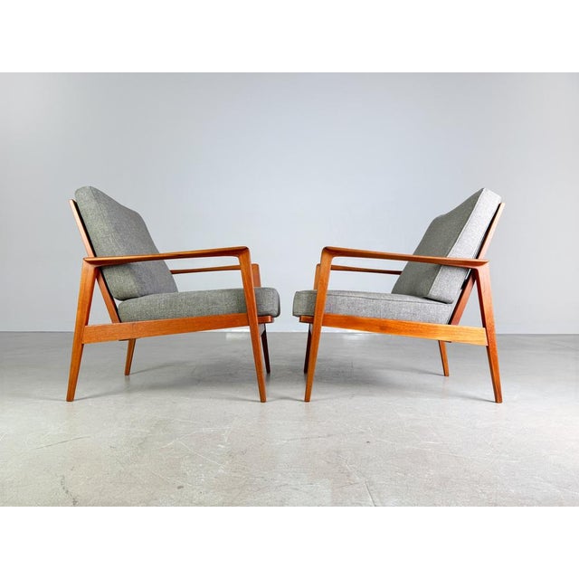 Gray Set of Mid-Century Easy Chairs in Teak from Knoll Antimott, 1960s For Sale - Image 8 of 10