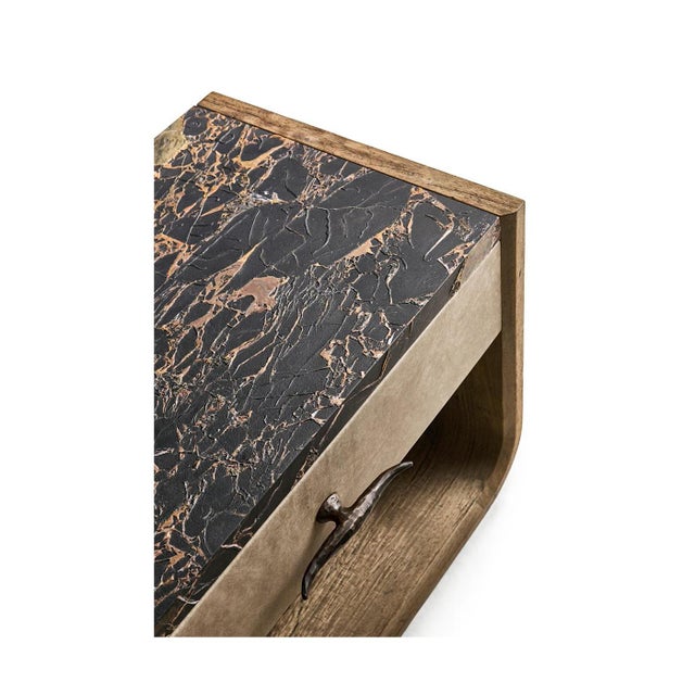 Rustic Modern Nightstand With Marble Top For Sale - Image 9 of 14