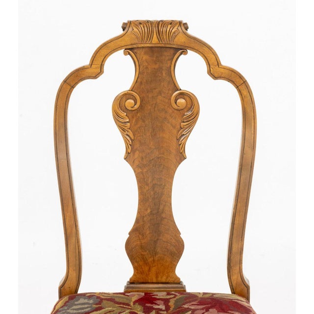 William and Mary Style Needlepoint Upholstered Walnut Dining Chairs, 6 For Sale - Image 11 of 16