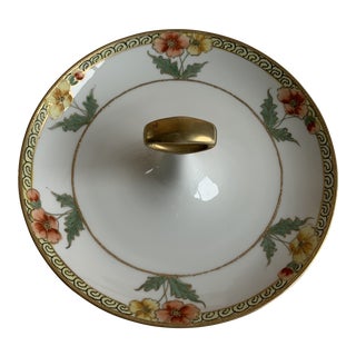 Serving Dish, Flowers/Gold Gilt For Sale