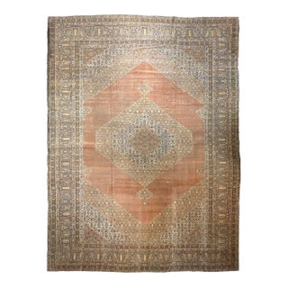 Palatial Antique Persian Hajijalili Tabriz Soft Aged Hues of Rust Rug 12 x 17 For Sale