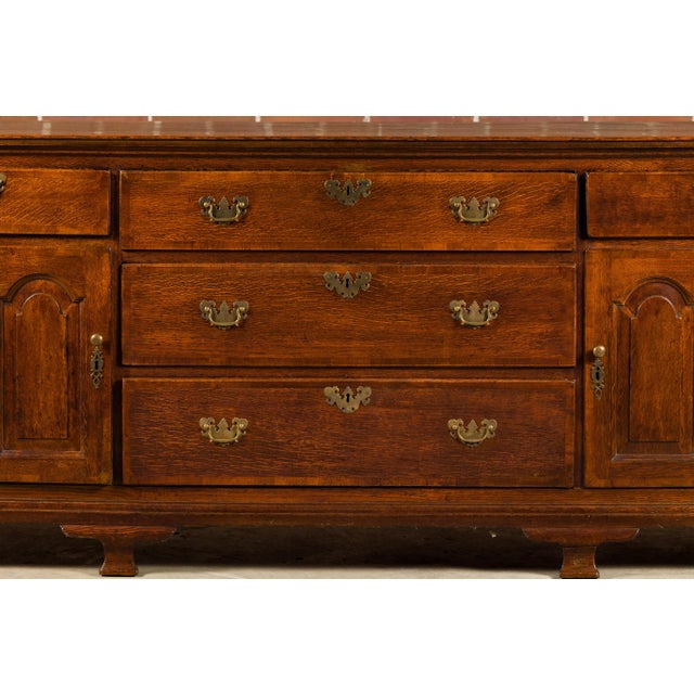 19th Century English Oak Buffet with Five Drawers and Two Doors For Sale - Image 10 of 12