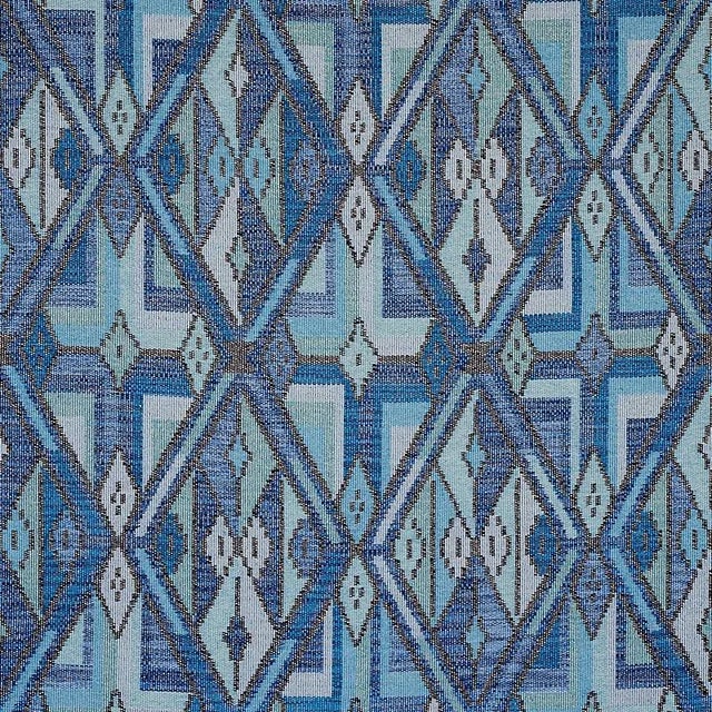 Schumacher Kuzma Fabric in Blue For Sale