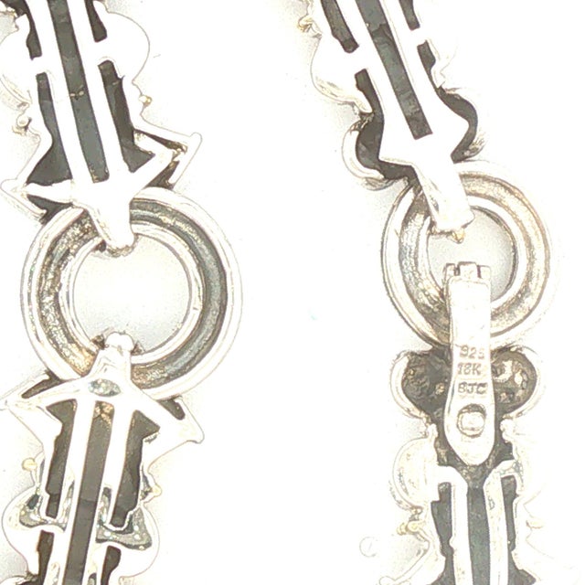 Contemporary Late 20th Century Sterling and 18k Gold Blue Chalcedony Decorative Necklace by Sameul Benham For Sale - Image 3 of 3