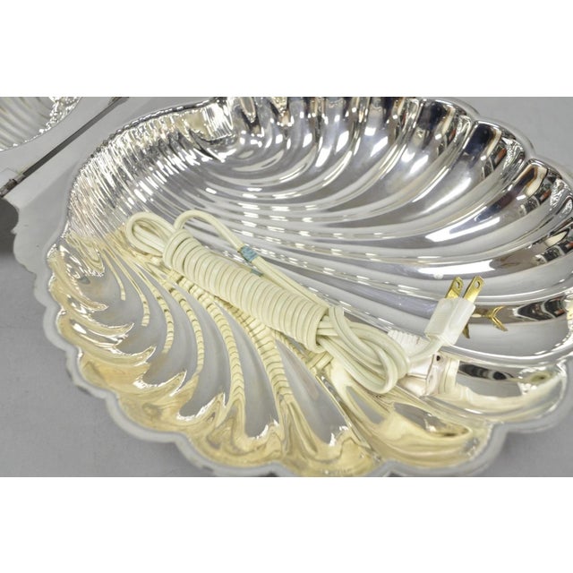 Vintage Eaton Silver Co Regency Silver Plated Clam Shell Warmer W Dolphin Handle For Sale - Image 13 of 18