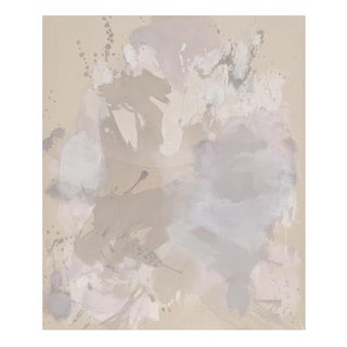 Original Contemporary Abstract Painting in Muted Taupe, Chalky White, and Soft Lilac by American Lyrical Abstractionist Stacey Warnix For Sale