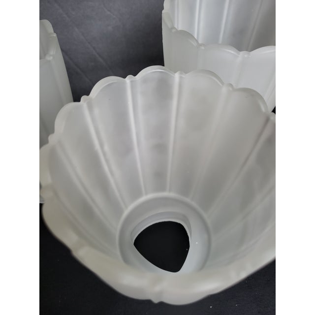 Antique White Vintage Ribbed Glass Lamp Shade Frosted Finish Globe Ceiling Fan Light For Sale - Image 8 of 12