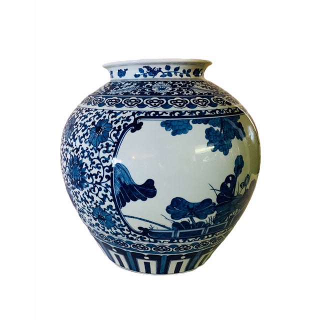 Vintage Large Cobalt Blue Chinese Porcelain Vase For Sale - Image 4 of 12