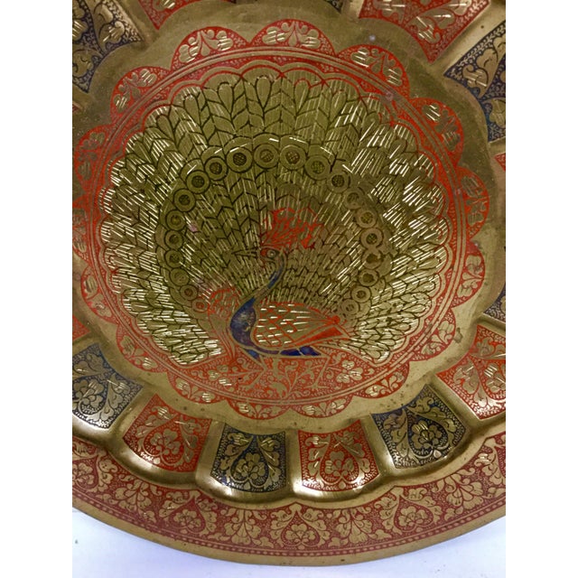 Vintage Brass Peacock & Painted Etching Wall Art Chairish