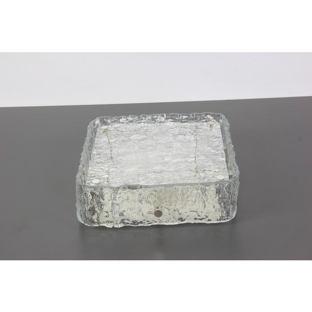 German Square Murano Ice Glass Flush Mount from Kaiser, 1970s For Sale - Image 3 of 7