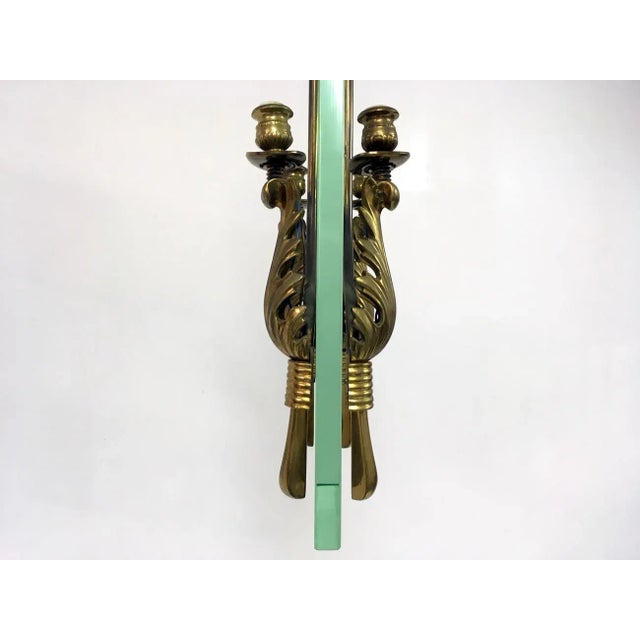 Italian Brass and Glass Chandelier, 1950s For Sale - Image 6 of 12