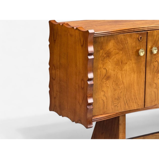 Brown Paolo Buffa, Italian Modern, Cherrywood, Brass, Sideboard, Italy, 1950s For Sale - Image 8 of 16