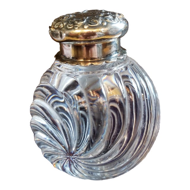 1900s Baccarat Crystal and Silver Inkwell For Sale