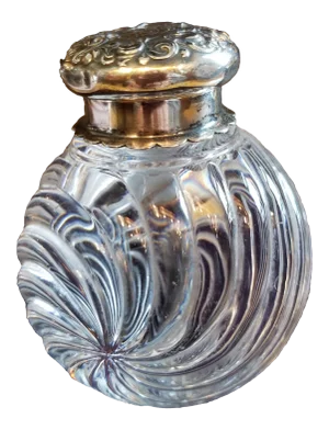 1900s Baccarat Crystal and Silver Inkwell