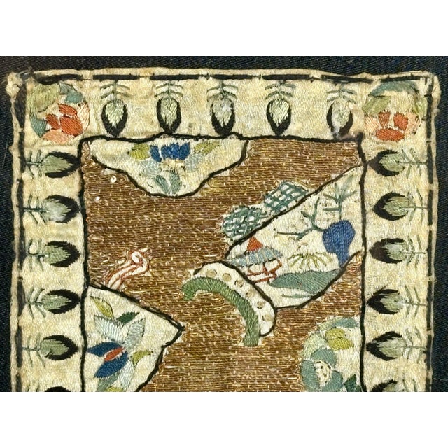 Antique Chinese Silk Embroidery Textile Panel Framed Tray For Sale - Image 4 of 10