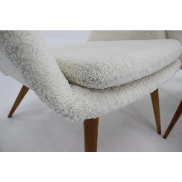 Set of Sheepskin Shell Armchairs from Miroslav Navratil, 1960s For Sale - Image 9 of 10