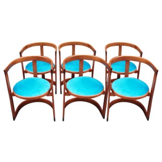 Vintage Rounded Dining Chairs, 1960s, Set of 6 For Sale
