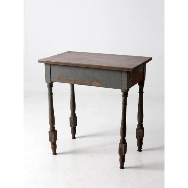 Gray Antique Primitive Side Table For Sale - Image 8 of 11