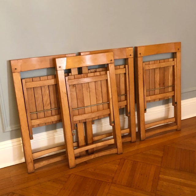 Aldo Jacober for Alberto Bazzani Wood Folding Chairs - Set of Four For Sale In Baltimore - Image 6 of 12