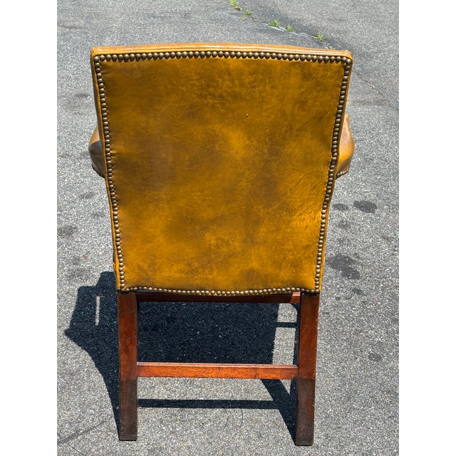 Impressive and very clean 19th C. Georgian style Leather Arm Chair. Entirely original and presents nicely. Unusually nice...