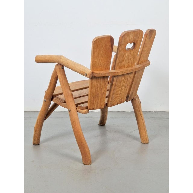 Brutalist Chair Wood Armchair, France, 1980s For Sale - Image 4 of 9