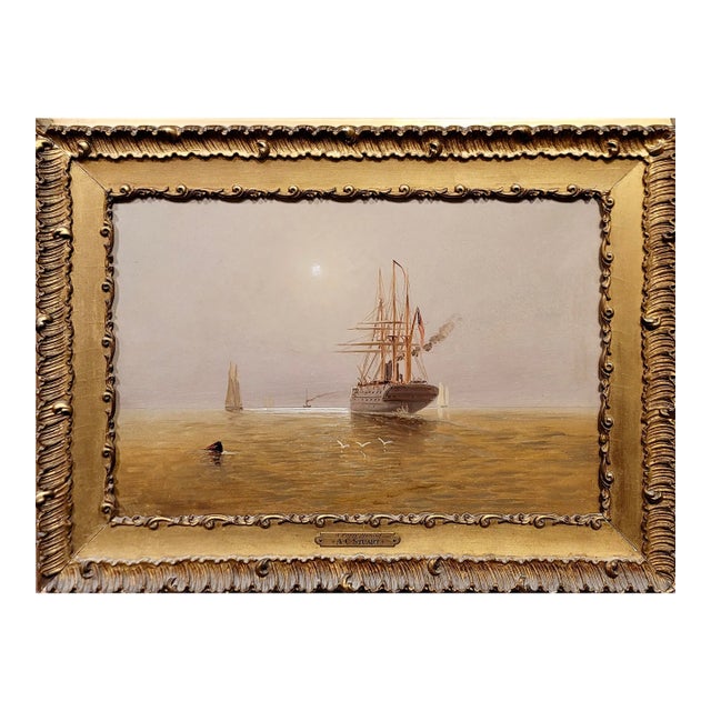 Alexander Charles Stuart-U.S. Frigate Steam & Sail on the Delaware River -Oil Painting For Sale
