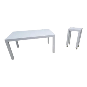 Mid Century Modern Milo Baughman Style Parsons Dining Table With Bar Table