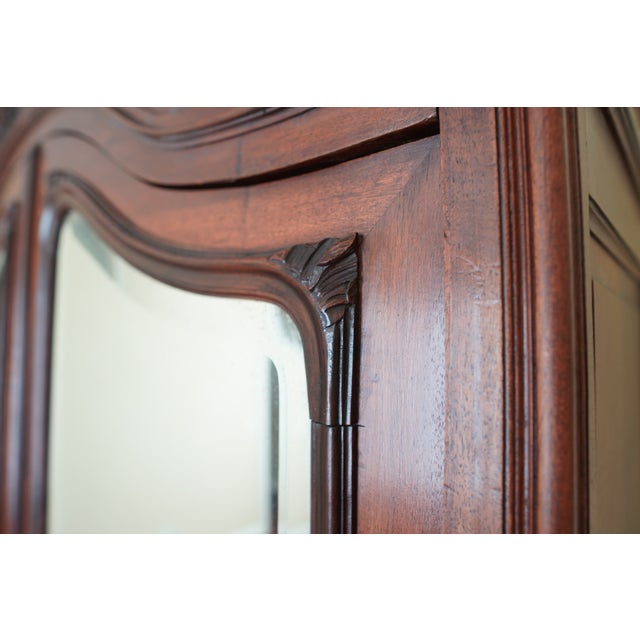Brown Antique Italian Rococo Revival Mirrored Armoire For Sale - Image 8 of 15