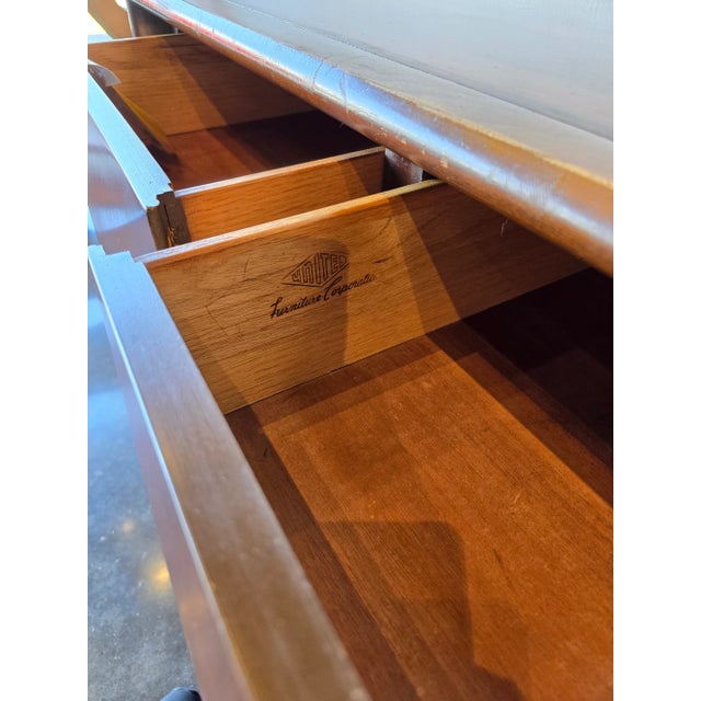 United Furniture Walnut Diamonds Long Dresser MCM Vintage For Sale - Image 6 of 11
