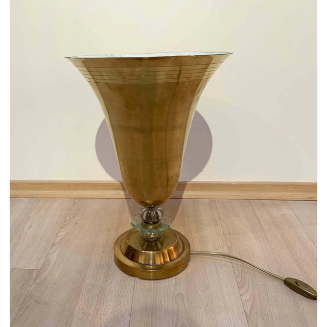 Art Deco Table Lamp, Brass and Glass, Paris, France, circa 1930 For Sale - Image 3 of 7
