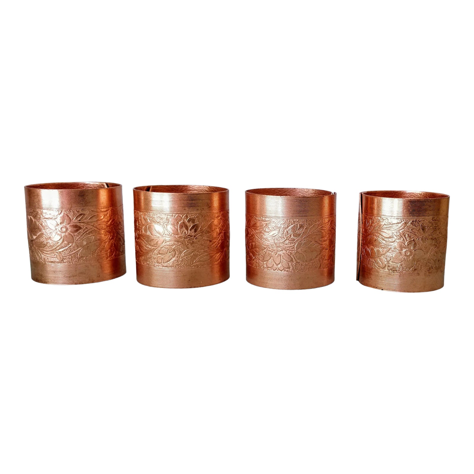 Vintage CopperCraft Nos Copper Napkin Rings Set of Four | Chairish
