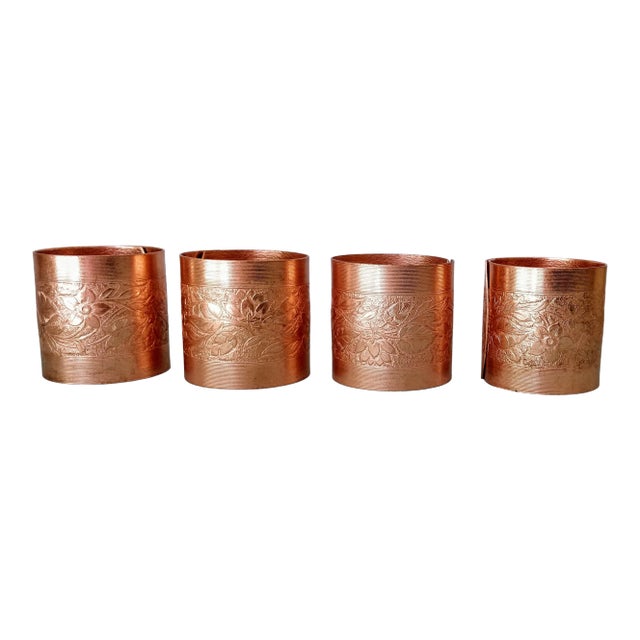 Vintage CopperCraft Nos Copper Napkin Rings Set of Four For Sale