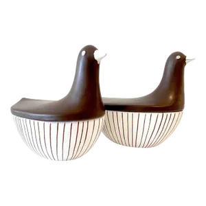 Mid 20th Century Italian Mid-Century Porcelain Figural Dove Boxes, Circa 1960s - a Pair