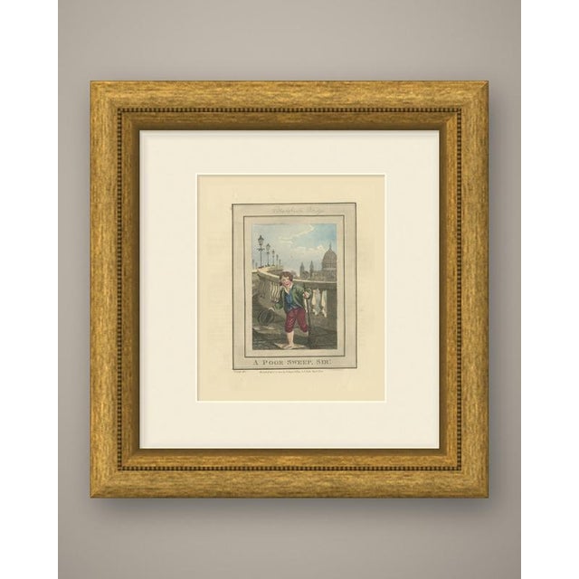 This is an original hand colored copper engraving, one of the cries of london plates, lettered "a poor sweep, sir!"...