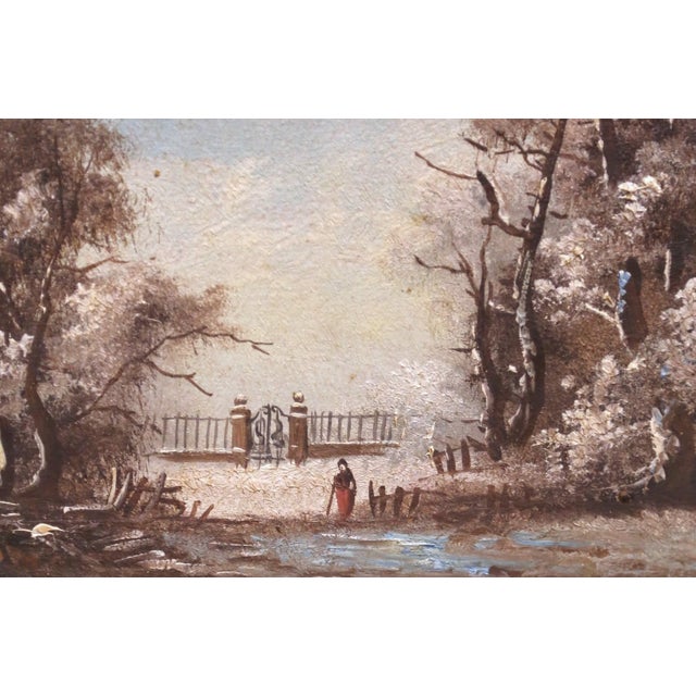 Pair of 19th Century French Barbizon Pendants Landscape Paintings in Gilt Frames For Sale - Image 11 of 14