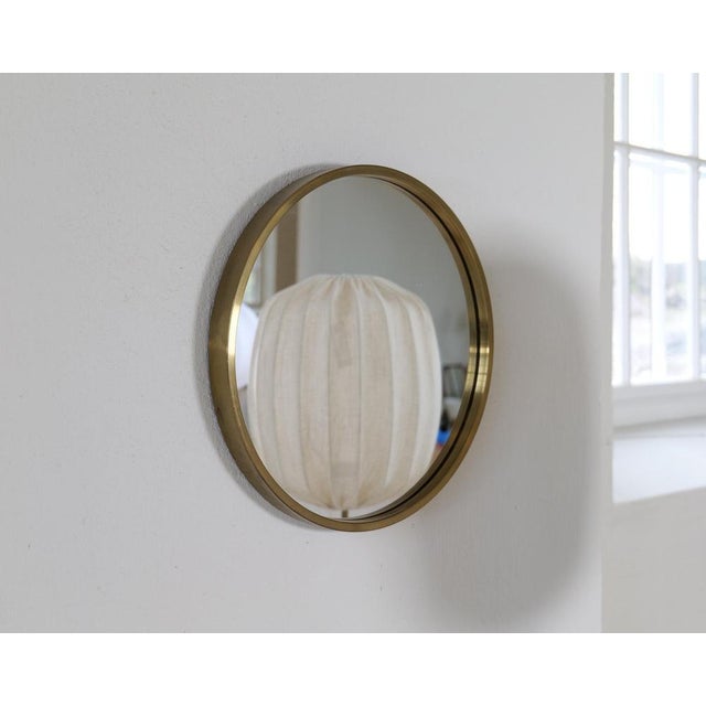 Mid-Century Modern Rounded Brass Mirror attributed to Glasmäster in Markaryd, Sweden, 1960s For Sale - Image 14 of 17