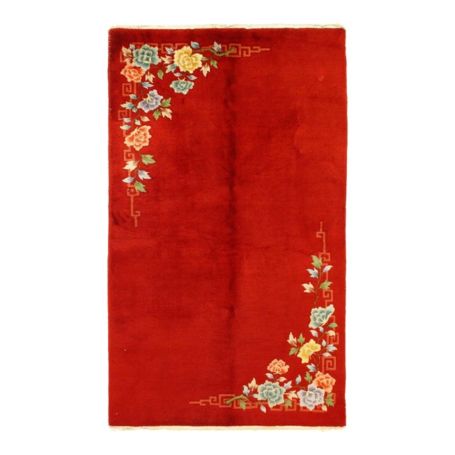 Pasargad DC Rust Color Chinese Antique Art Deco Rug For Sale