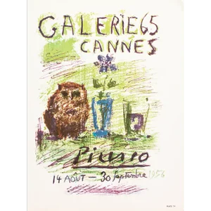1957 After Pablo Picasso, Poster "Gallery 65, Cannes, 1956"