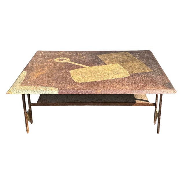 Contemporary Jean-Jacques Argueyrolles Brutalist French Mixed Metal Coffee Table For Sale - Image 3 of 11
